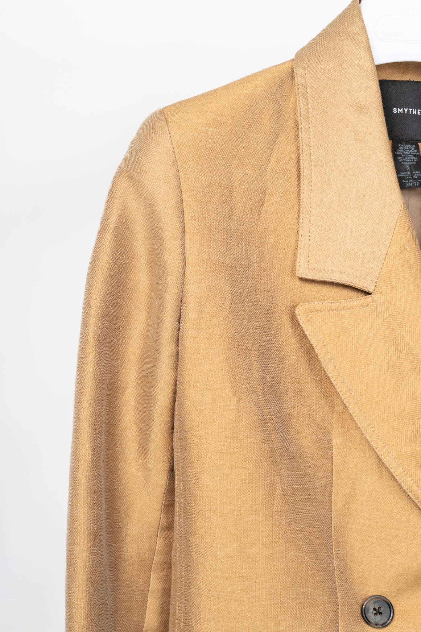 Smythe Tan Herringbone Oversized Double-Breasted Blazer