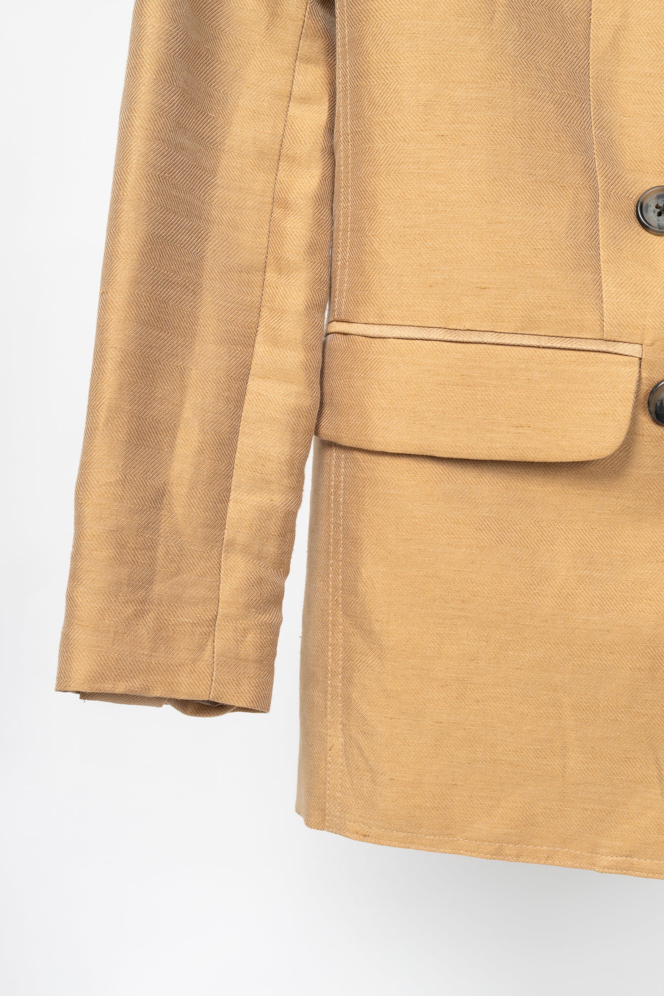 Smythe Tan Herringbone Oversized Double-Breasted Blazer