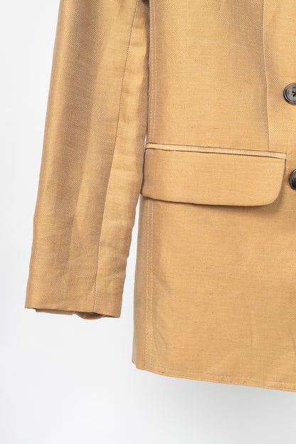 Smythe Tan Herringbone Oversized Double-Breasted Blazer