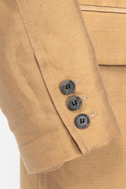 Smythe Tan Herringbone Oversized Double-Breasted Blazer