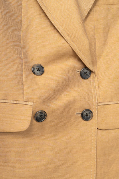Smythe Tan Herringbone Oversized Double-Breasted Blazer