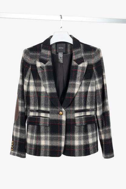 Smythe Grey Plaid Wool-Flannel Peaked Lapel Blazer