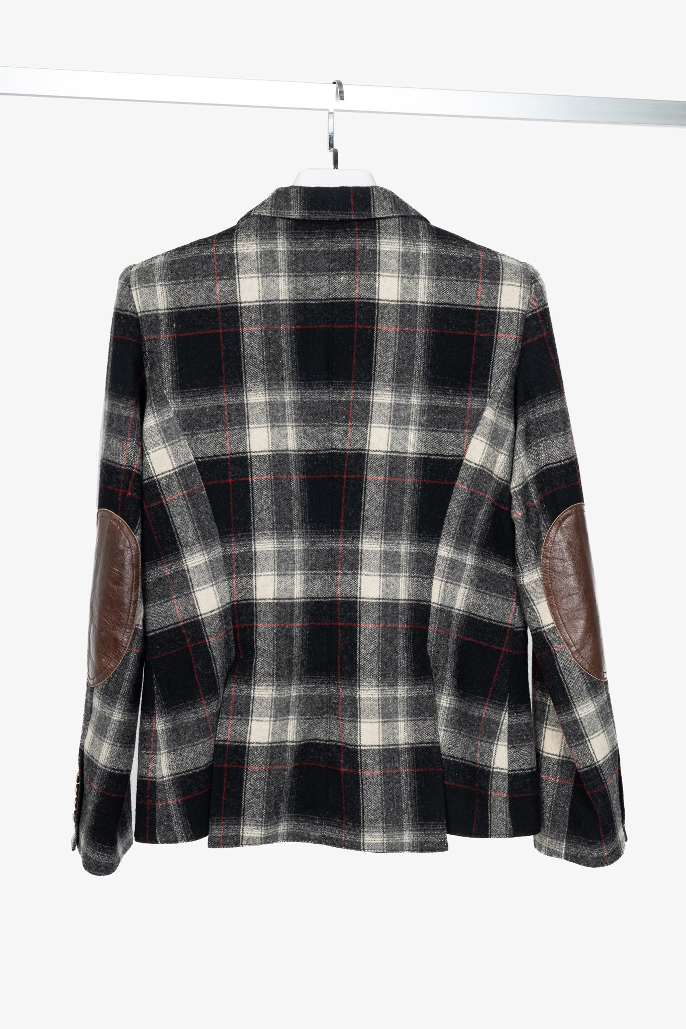 Smythe Grey Plaid Wool-Flannel Peaked Lapel Blazer