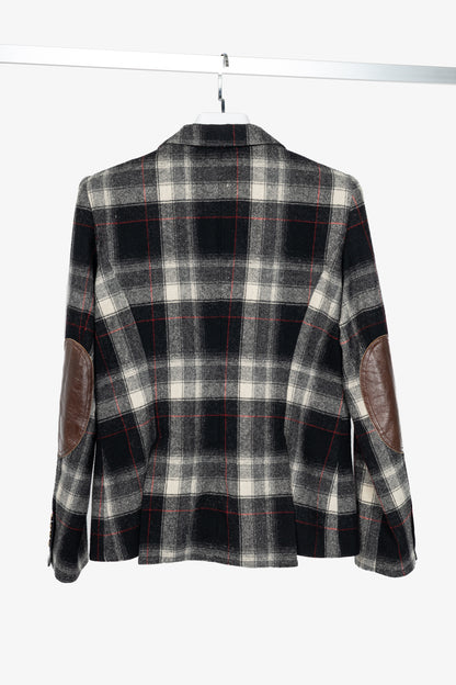 Smythe Grey Plaid Wool-Flannel Peaked Lapel Blazer