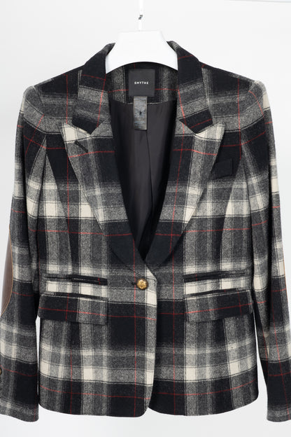 Smythe Grey Plaid Wool-Flannel Peaked Lapel Blazer