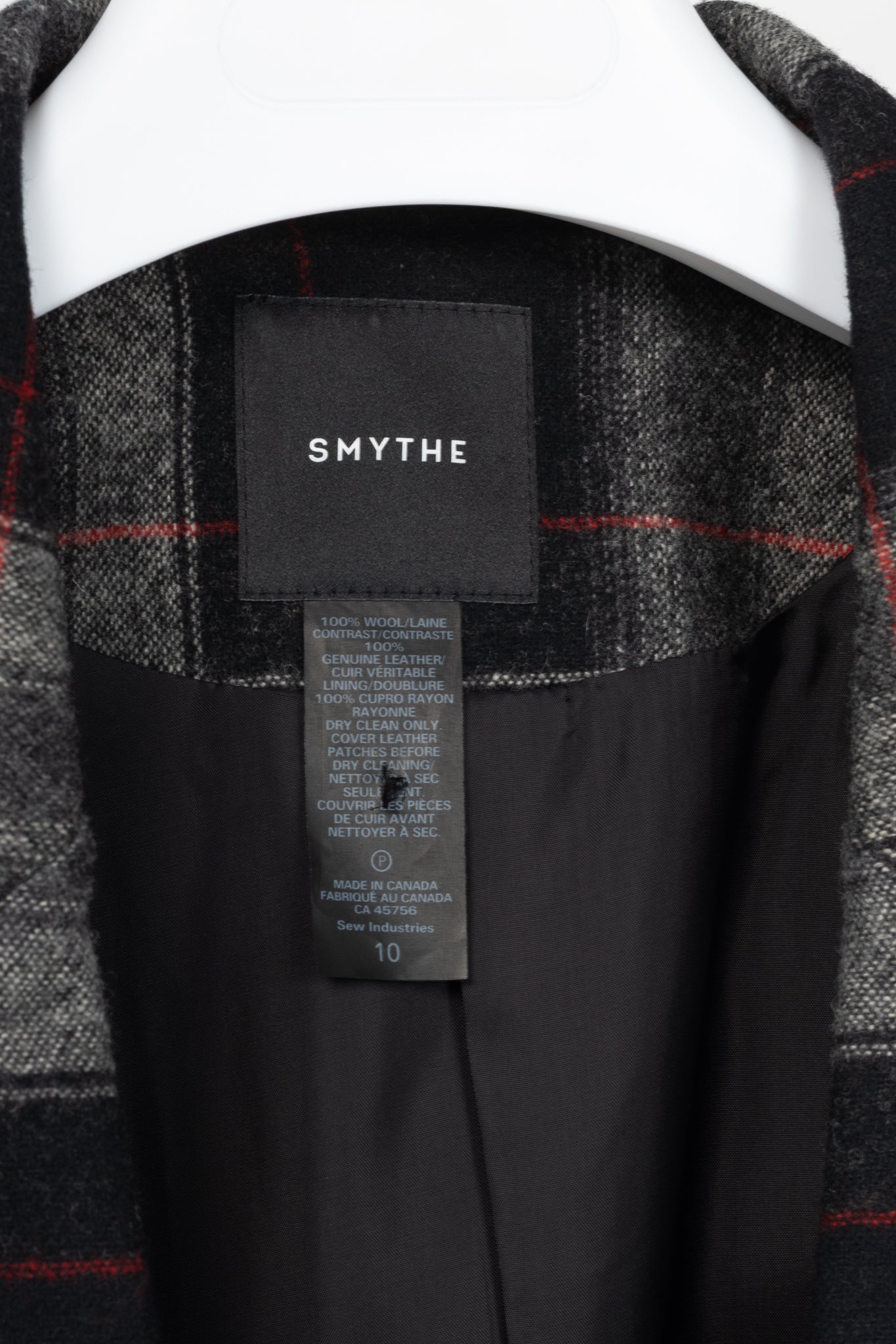 Smythe Grey Plaid Wool-Flannel Peaked Lapel Blazer