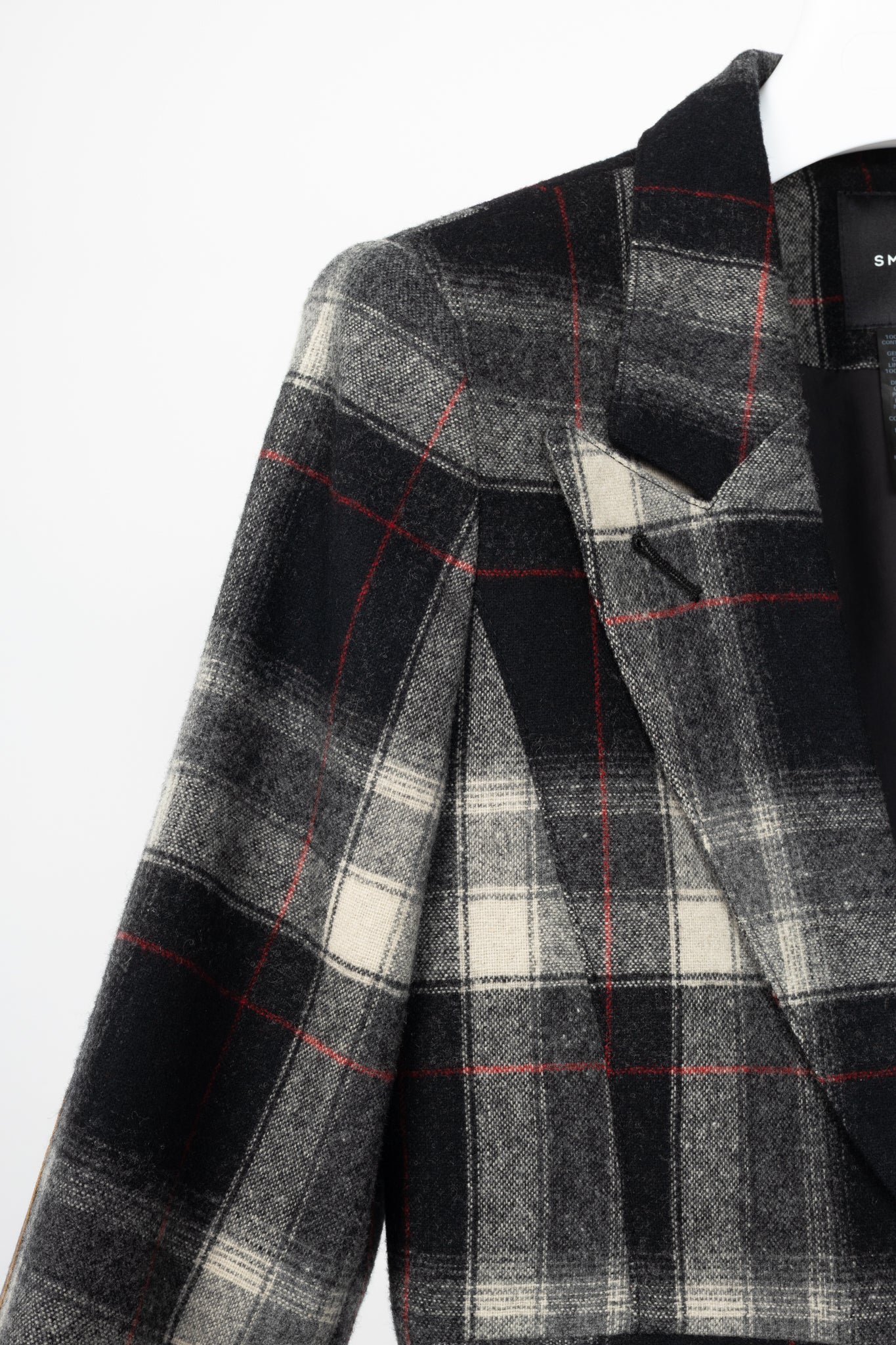 Smythe Grey Plaid Wool-Flannel Peaked Lapel Blazer