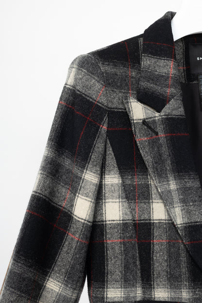 Smythe Grey Plaid Wool-Flannel Peaked Lapel Blazer