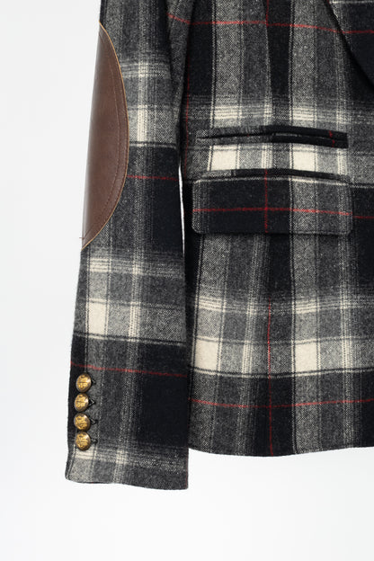 Smythe Grey Plaid Wool-Flannel Peaked Lapel Blazer