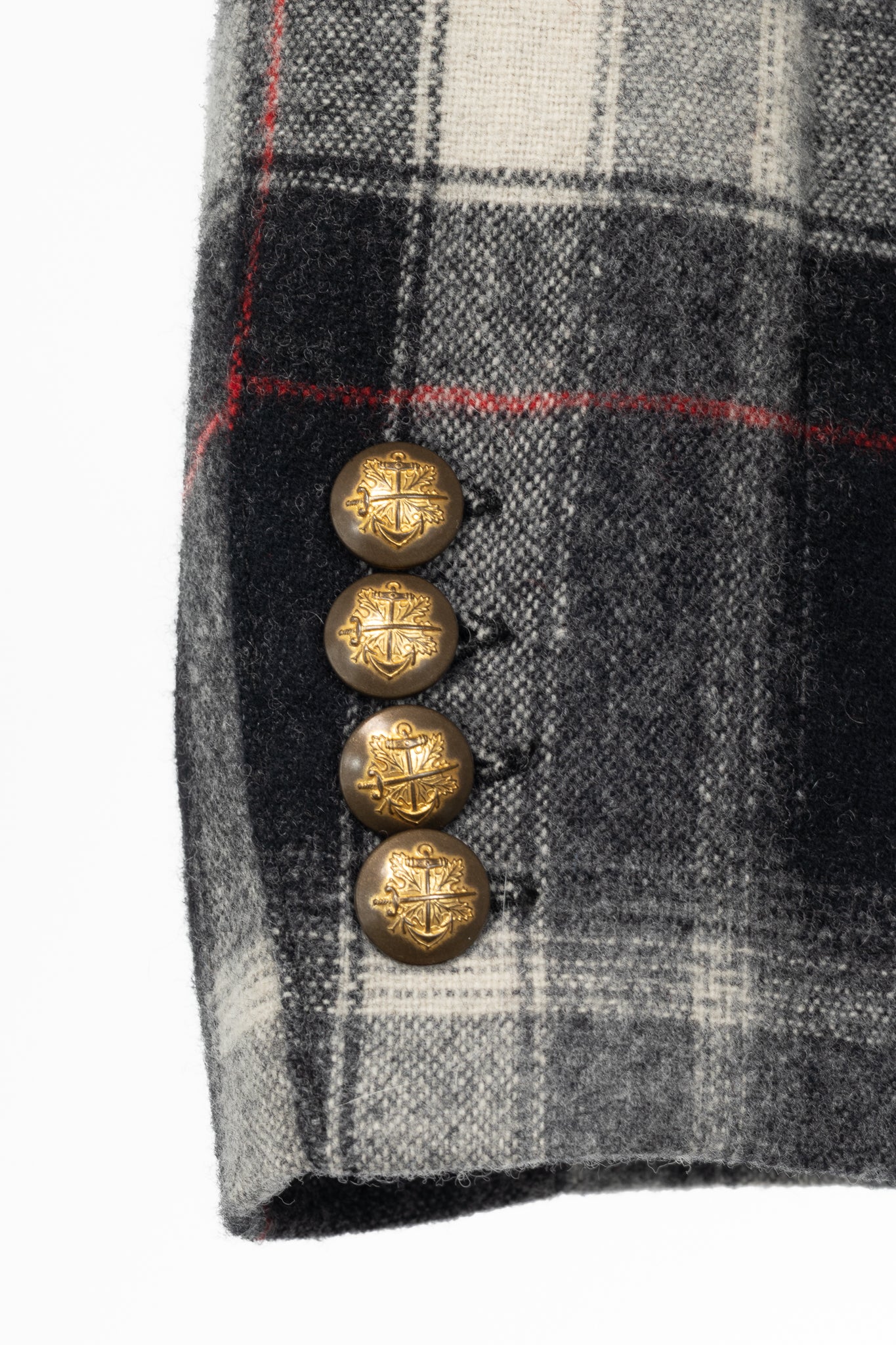 Smythe Grey Plaid Wool-Flannel Peaked Lapel Blazer