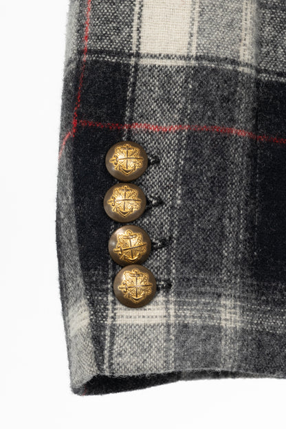 Smythe Grey Plaid Wool-Flannel Peaked Lapel Blazer
