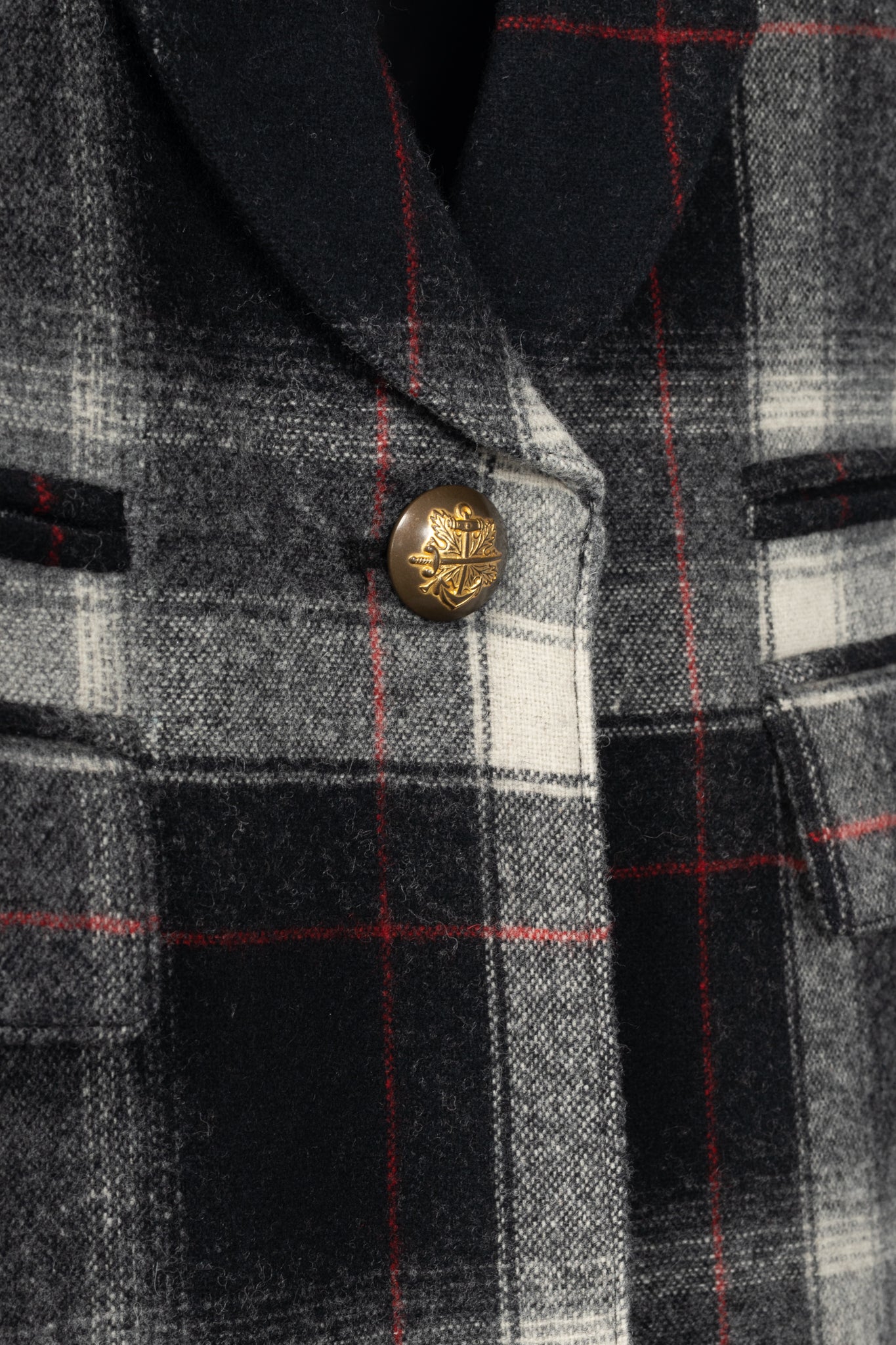 Smythe Grey Plaid Wool-Flannel Peaked Lapel Blazer