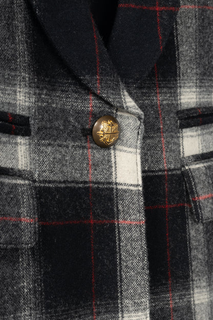Smythe Grey Plaid Wool-Flannel Peaked Lapel Blazer