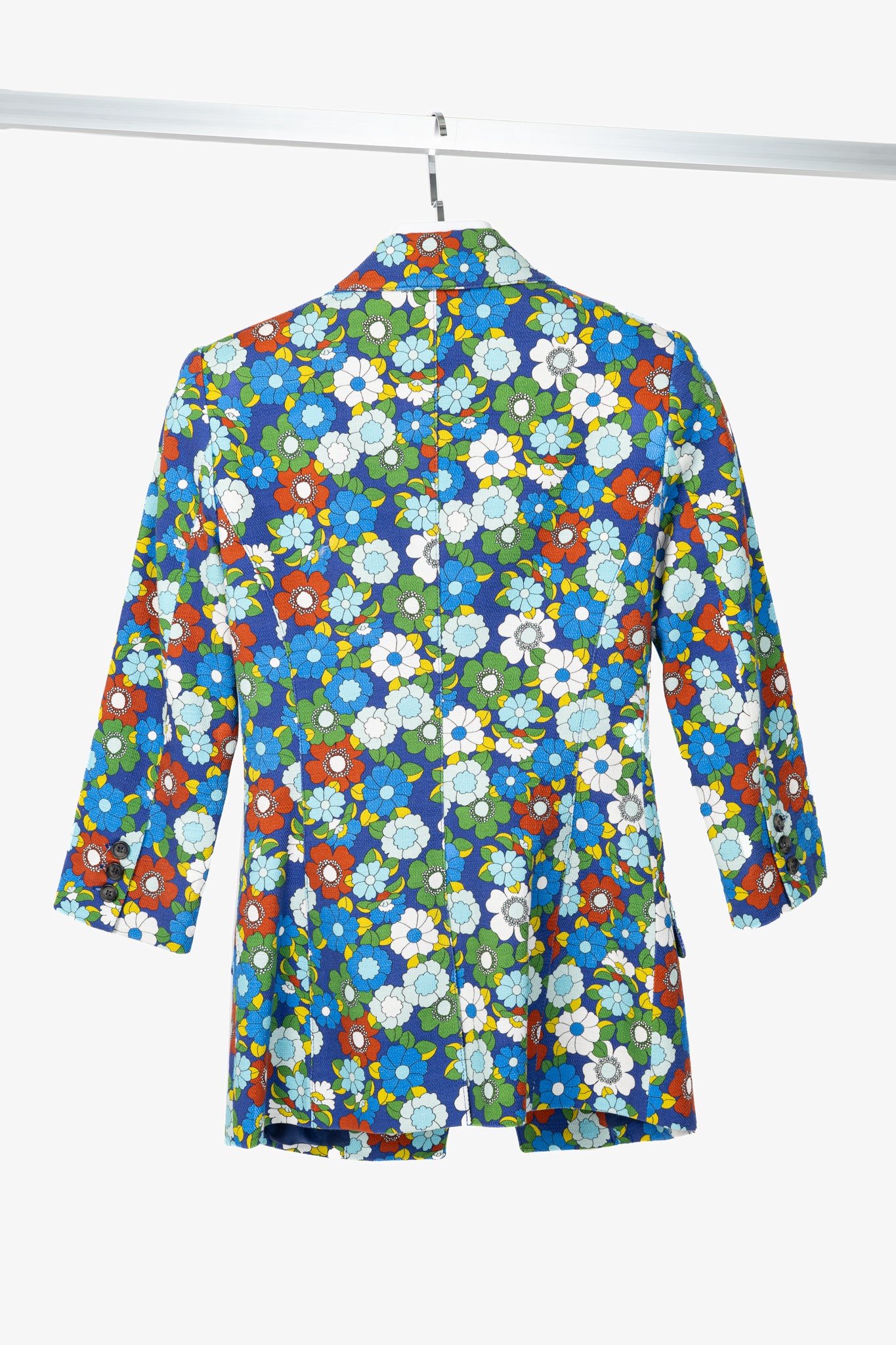 Smythe Cobalt Floral Cotton Three-Quarter-Sleeve Blazer
