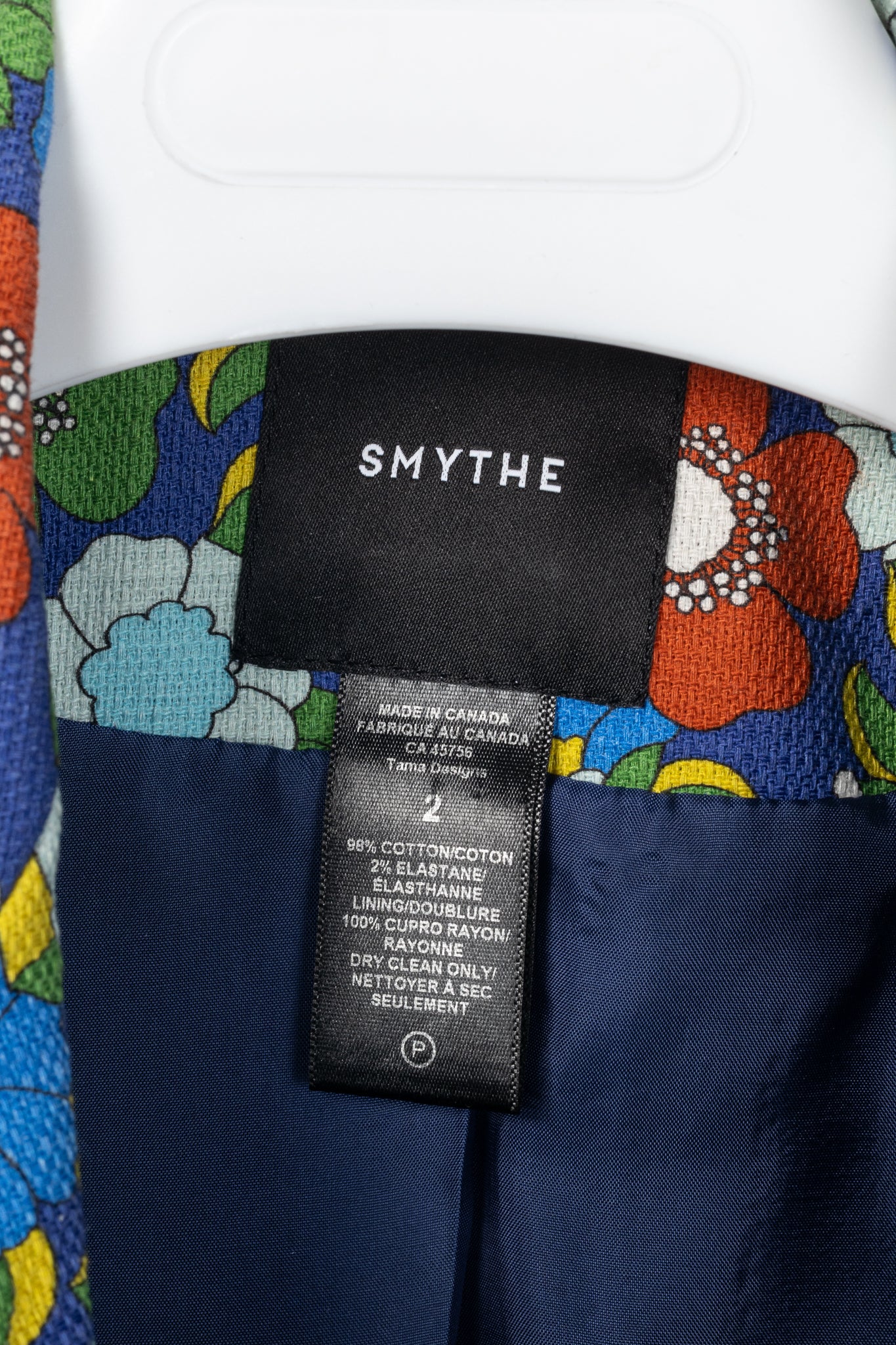 Smythe Cobalt Floral Cotton Three-Quarter-Sleeve Blazer