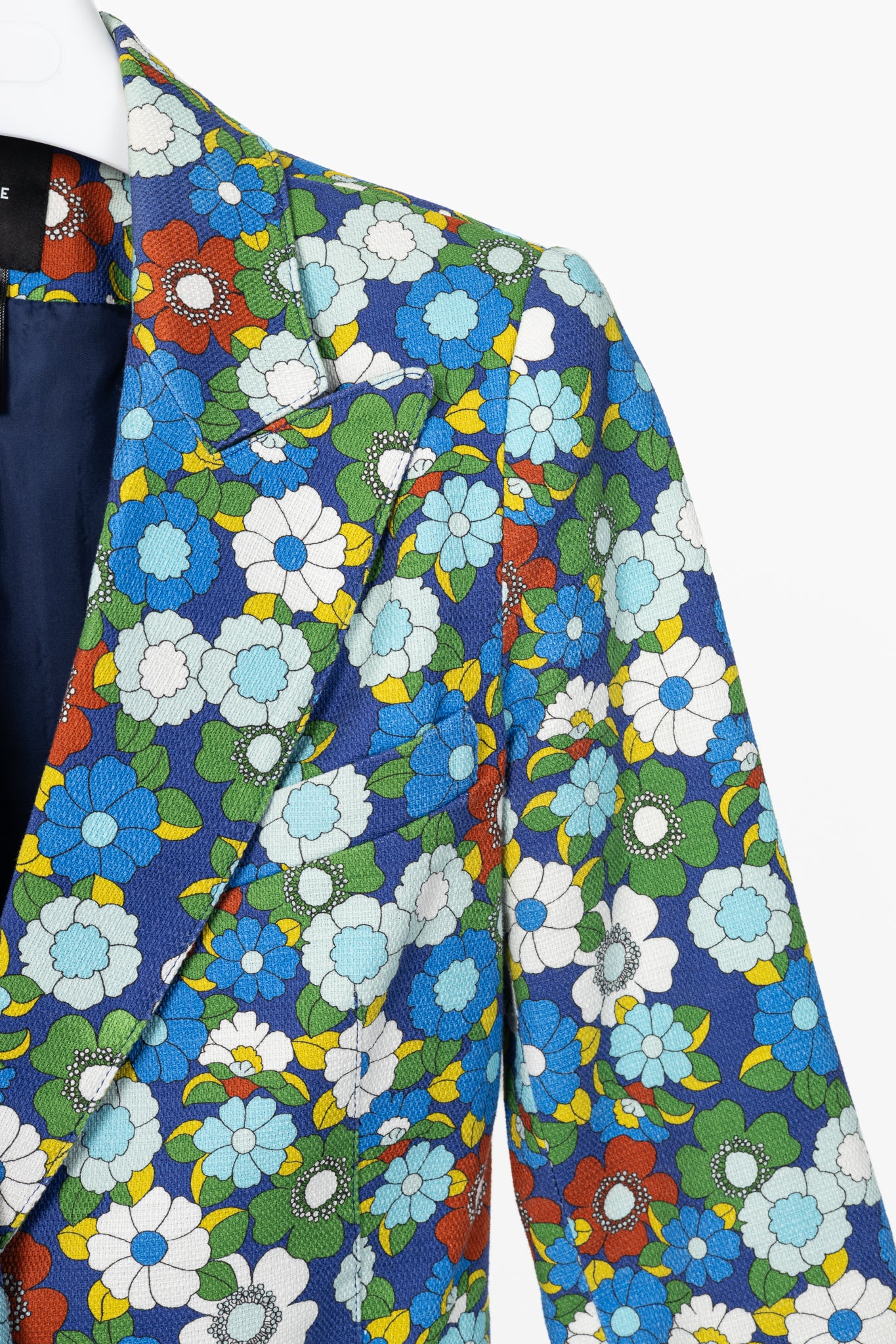 Smythe Cobalt Floral Cotton Three-Quarter-Sleeve Blazer
