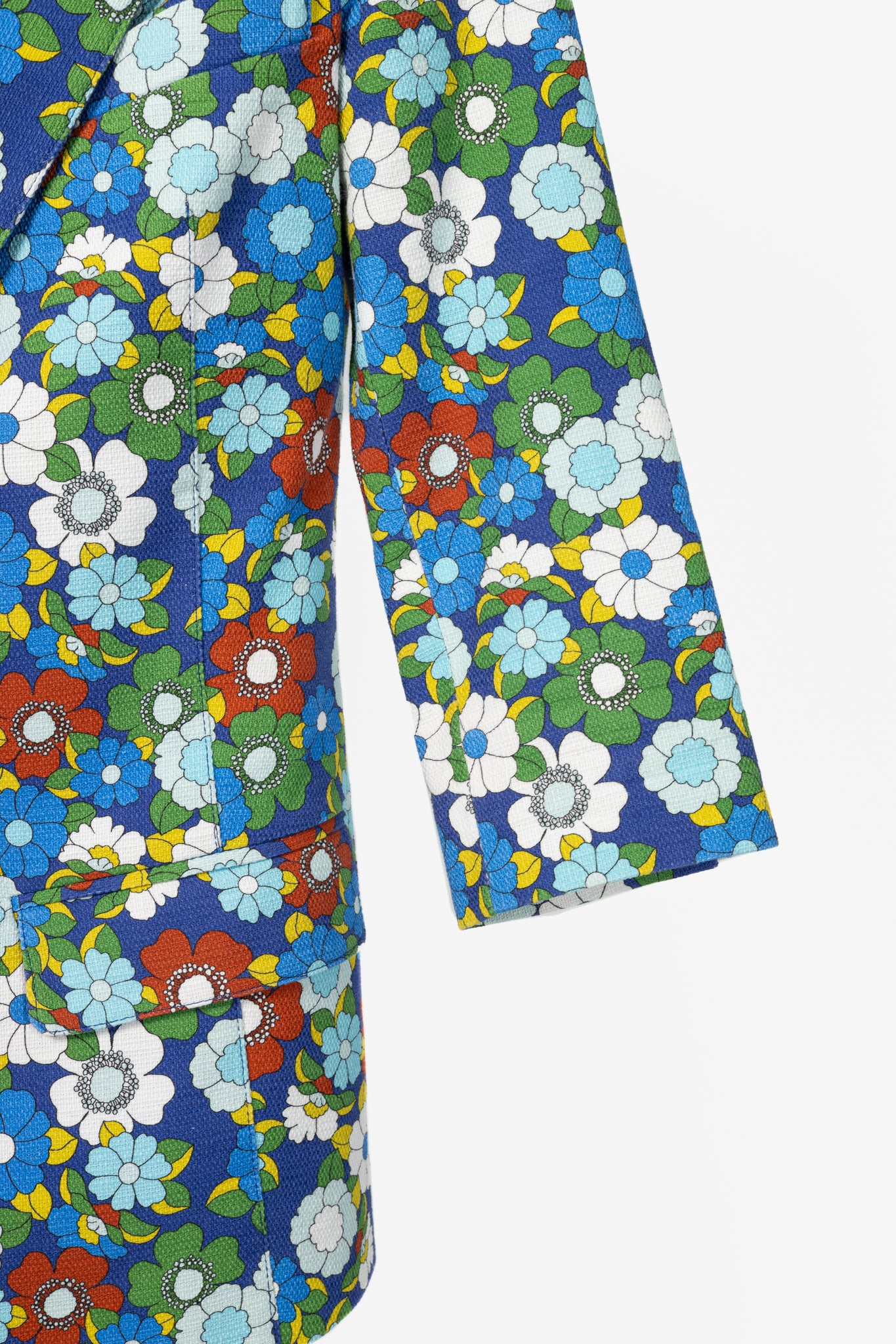 Smythe Cobalt Floral Cotton Three-Quarter-Sleeve Blazer