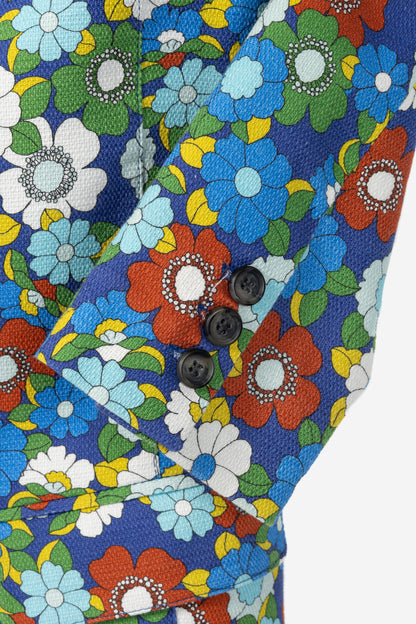 Smythe Cobalt Floral Cotton Three-Quarter-Sleeve Blazer