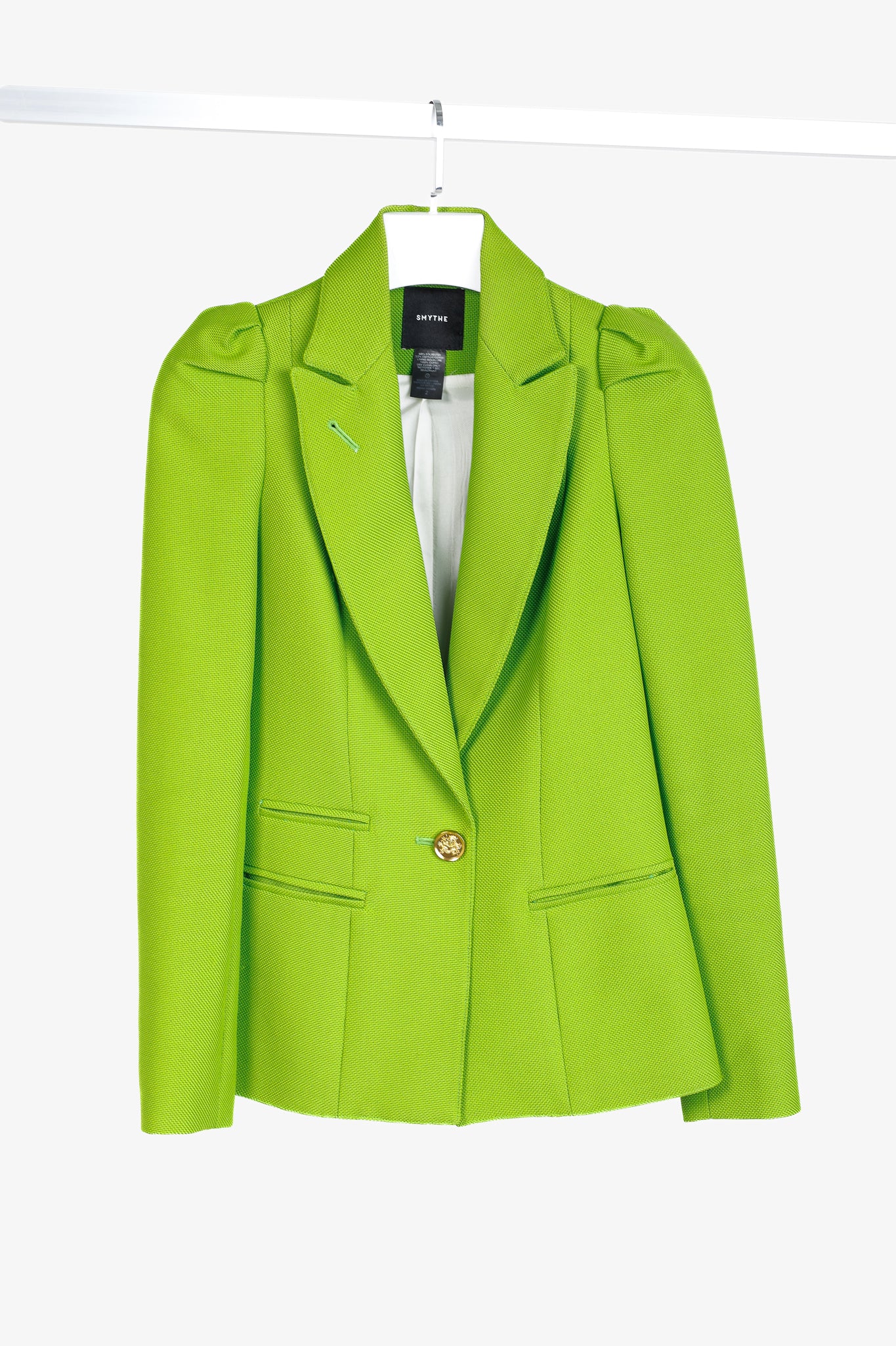 Smythe Box Pleat Lime Cotton-Blend Blazer