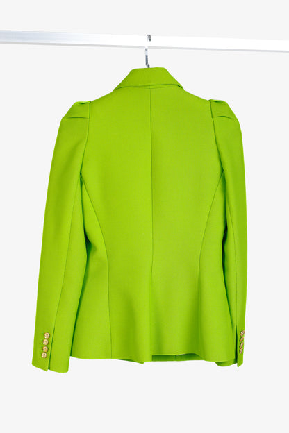 Smythe Box Pleat Lime Cotton-Blend Blazer