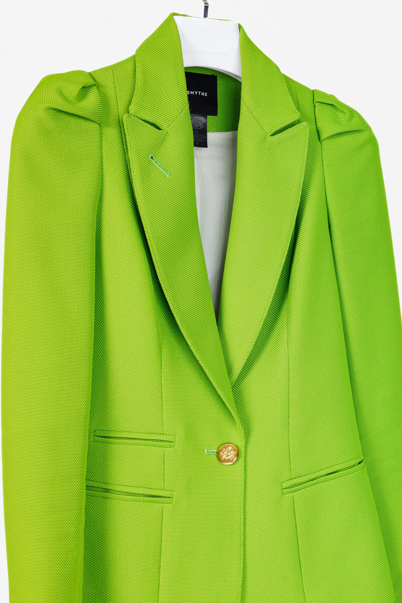 Smythe Box Pleat Lime Cotton-Blend Blazer