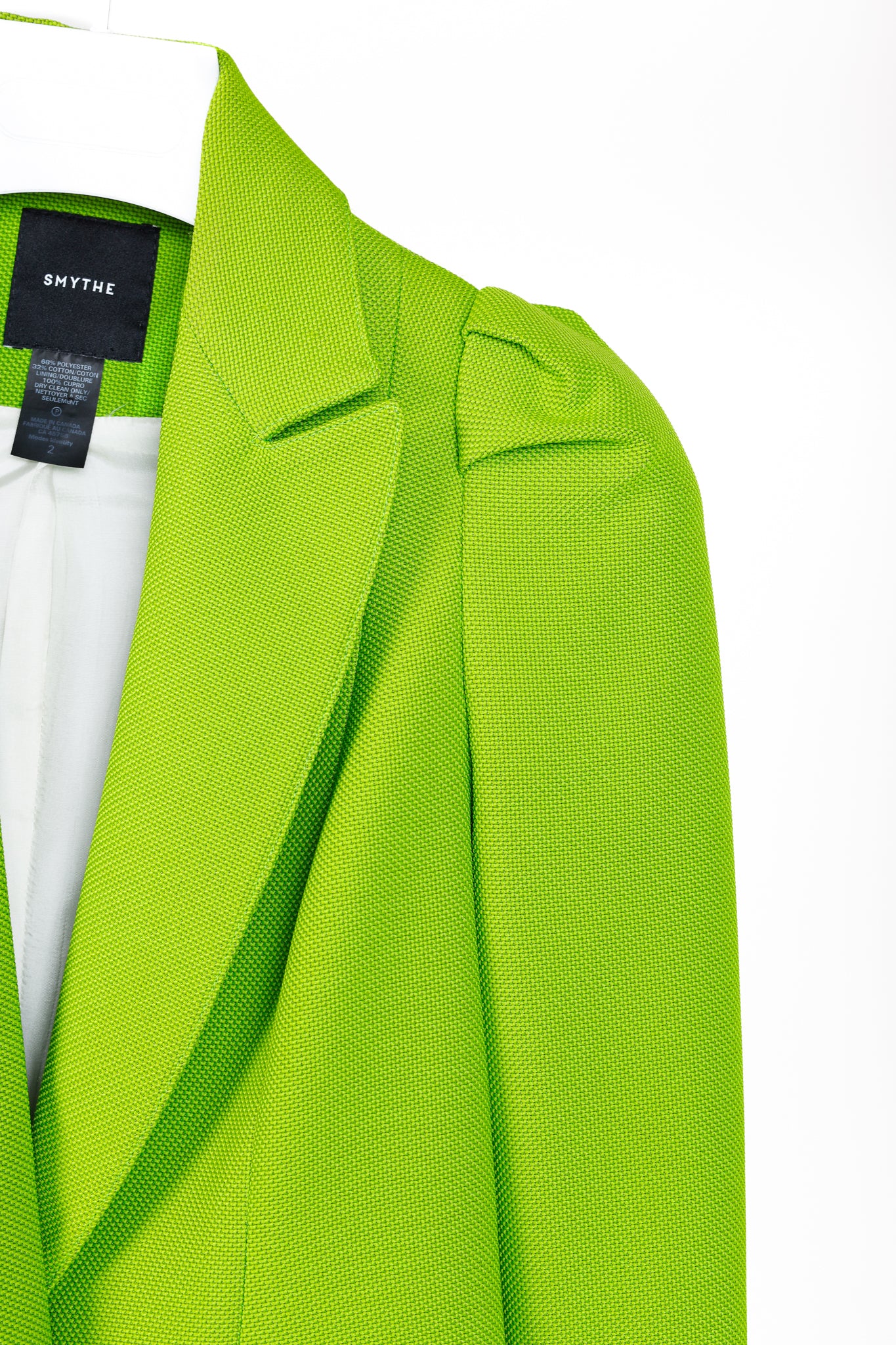 Smythe Box Pleat Lime Cotton-Blend Blazer