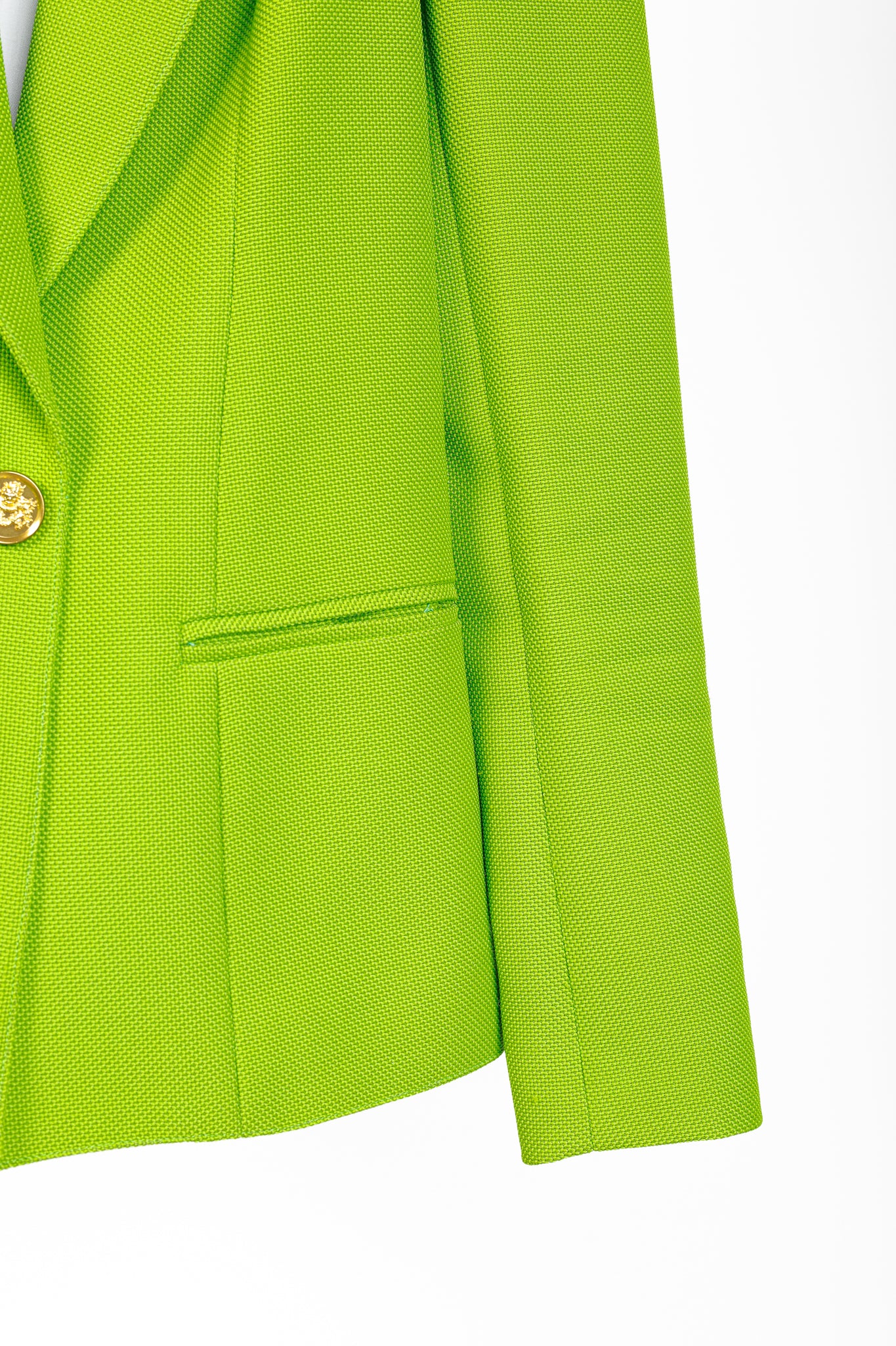 Smythe Box Pleat Lime Cotton-Blend Blazer