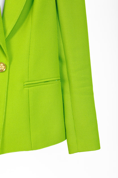 Smythe Box Pleat Lime Cotton-Blend Blazer