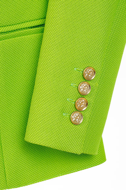 Smythe Box Pleat Lime Cotton-Blend Blazer
