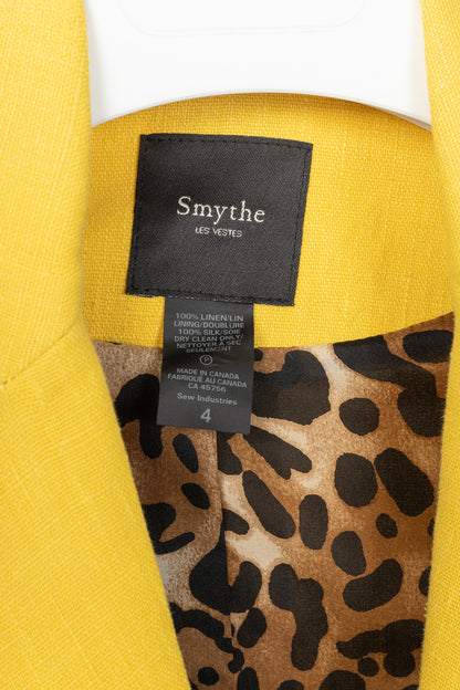 Smythe Boy Dandelion Linen Leopard-Lining Single-Breasted Blazer