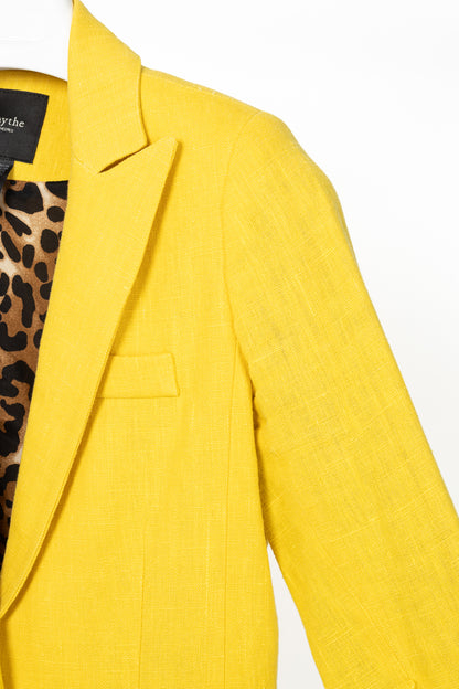 Smythe Boy Dandelion Linen Leopard-Lining Single-Breasted Blazer