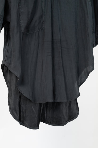 Smythe Grey Matte-Satin Pocket V-Neck Scrubs Top