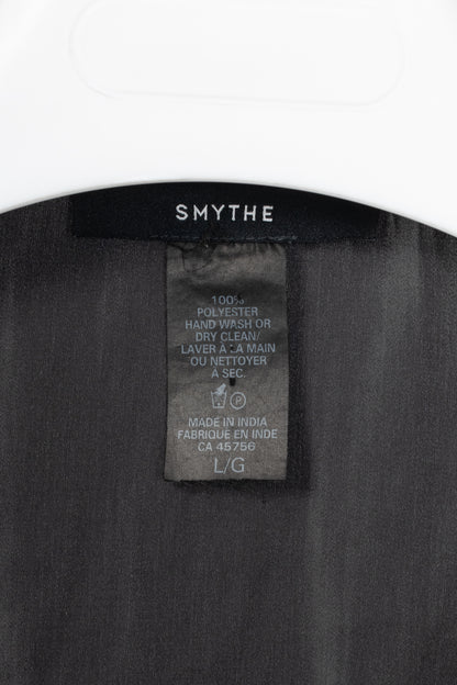 Smythe Carbon Matte-Satin Over-The-Head Ruffle Blouse
