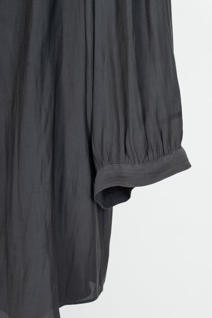 Smythe Carbon Matte-Satin Over-The-Head Ruffle Blouse