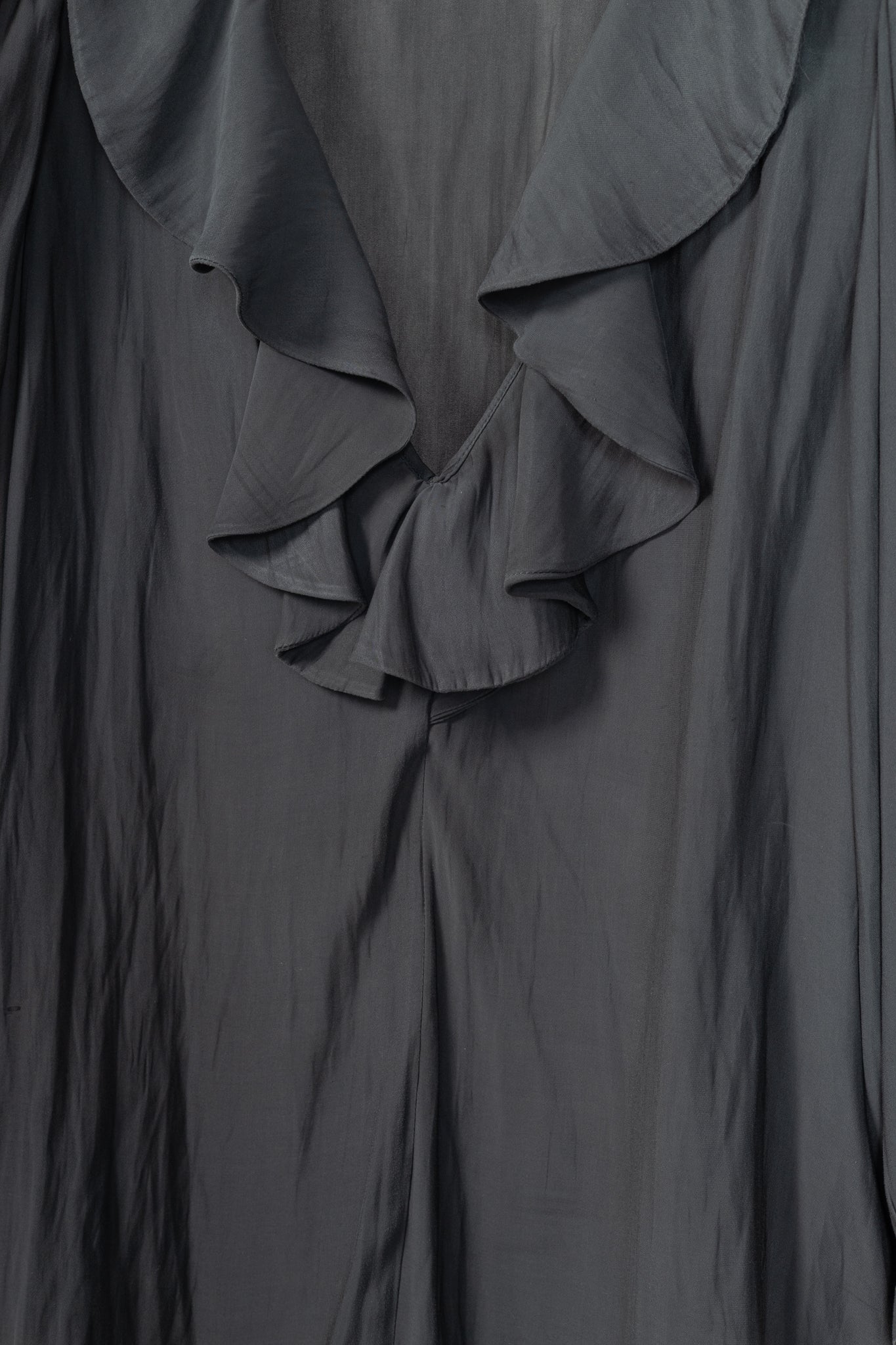 Smythe Carbon Matte-Satin Over-The-Head Ruffle Blouse