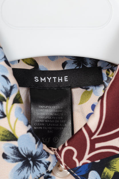 Smythe Multi Scarf Floral Print Belted Satin Shirt Dress