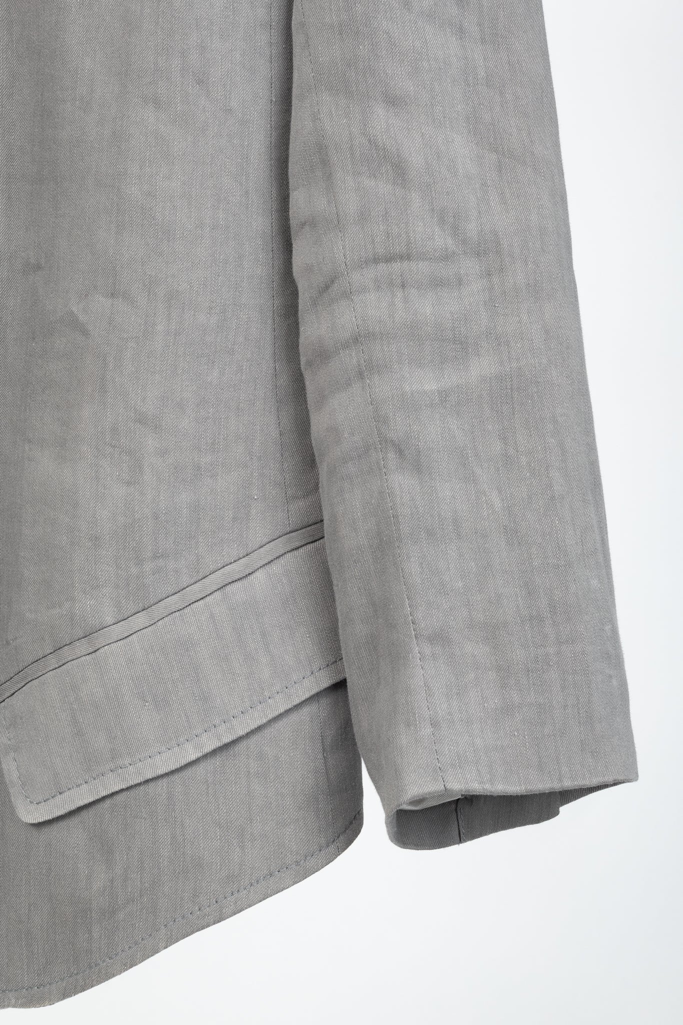 Smythe Sharp Shoulder Grey Linen-Blend 3/4-Sleeve Blazer