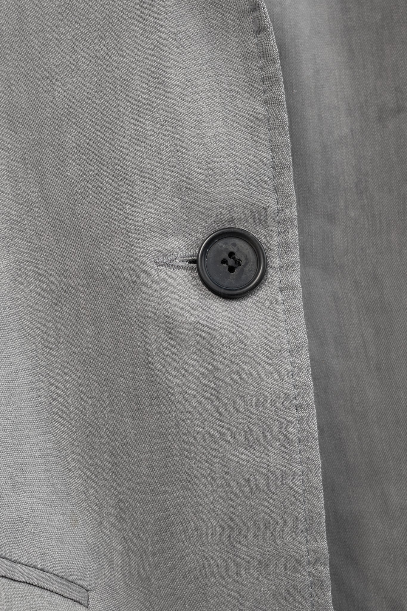 Smythe Sharp Shoulder Grey Linen-Blend 3/4-Sleeve Blazer