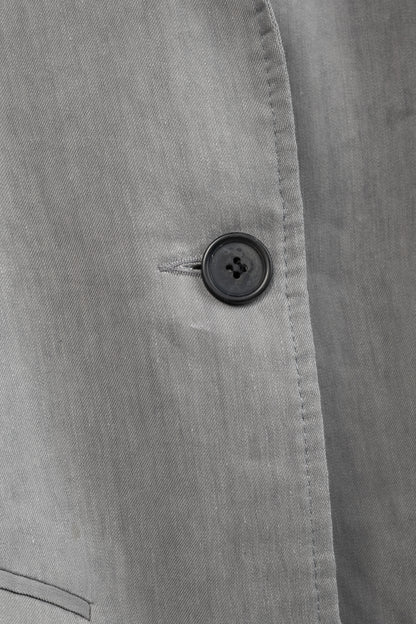 Smythe Sharp Shoulder Grey Linen-Blend 3/4-Sleeve Blazer