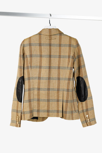 Smythe Patch Pocket Duchess Burlap Plaid Leather-Elbow-Patch Blazer