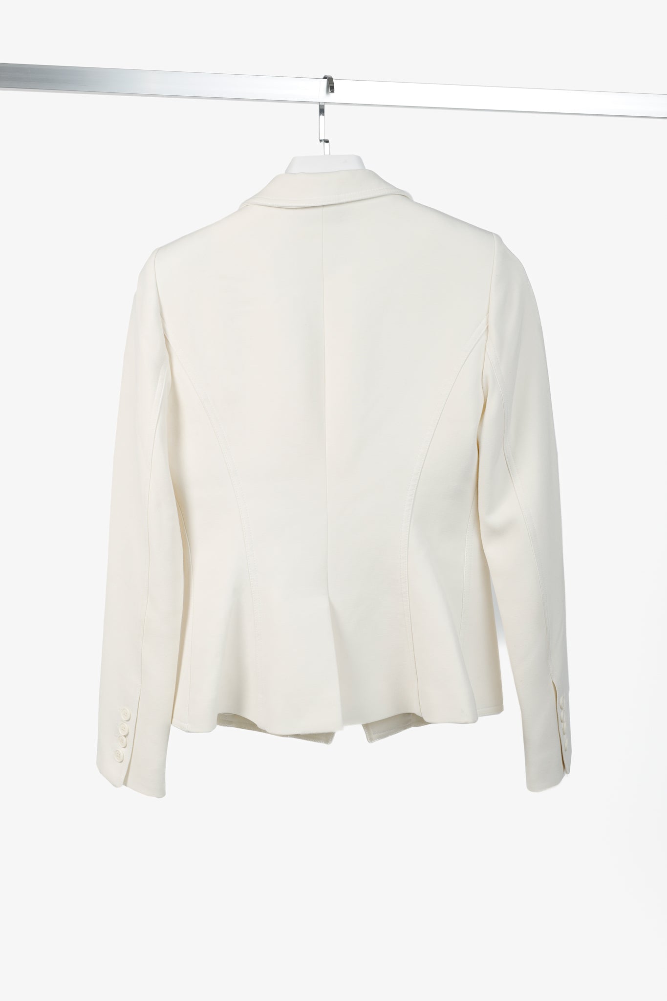 Smythe White Ponte 3-Button Wrap Blazer