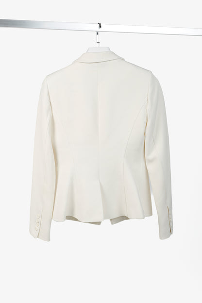 Smythe White Ponte 3-Button Wrap Blazer