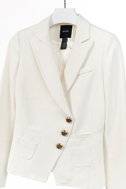 Smythe White Ponte 3-Button Wrap Blazer