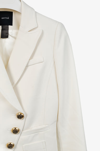 Smythe White Ponte 3-Button Wrap Blazer
