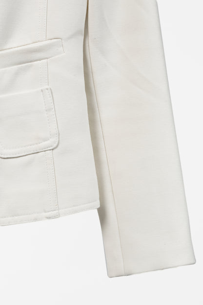 Smythe White Ponte 3-Button Wrap Blazer
