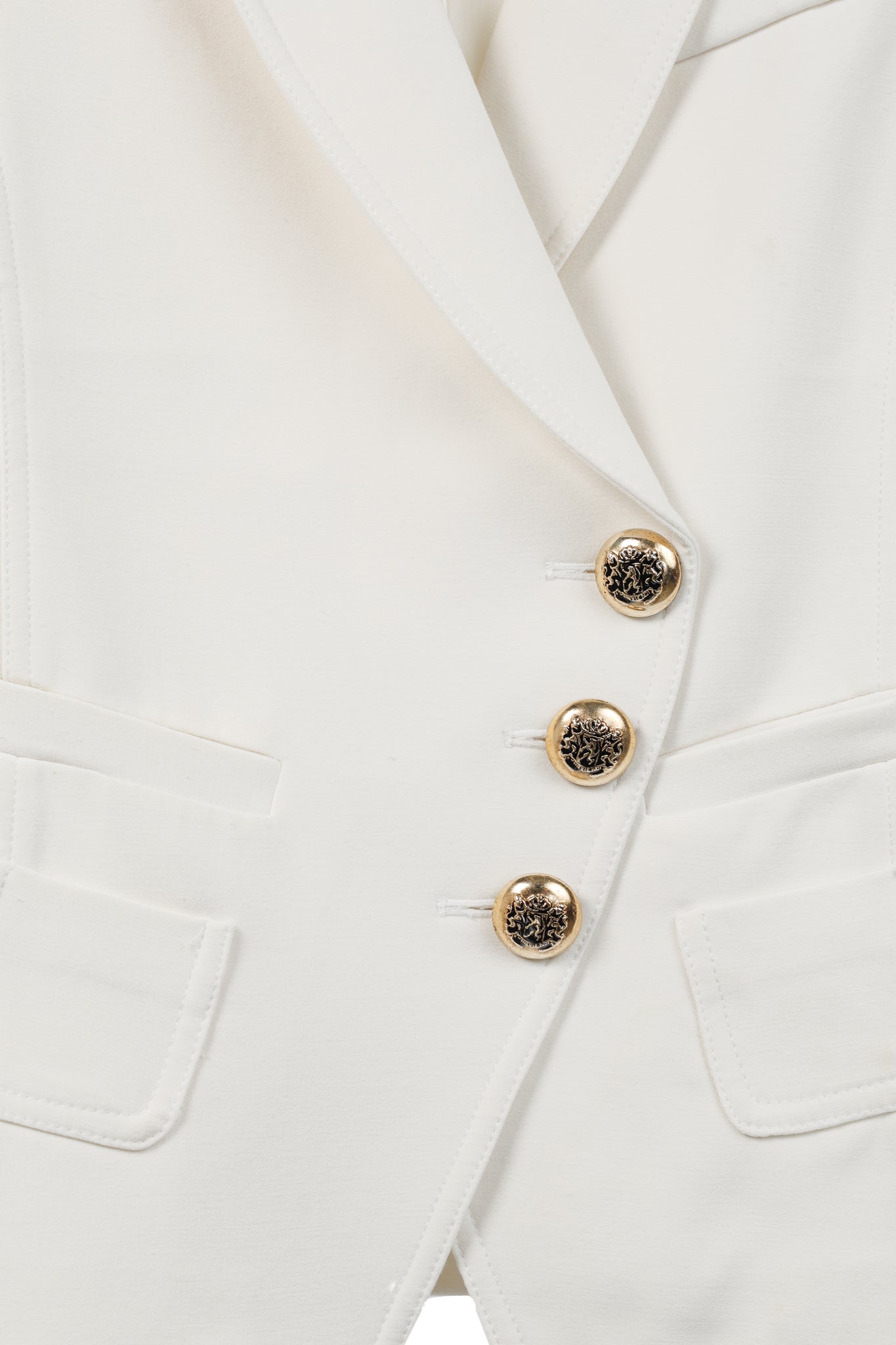 Smythe White Ponte 3-Button Wrap Blazer