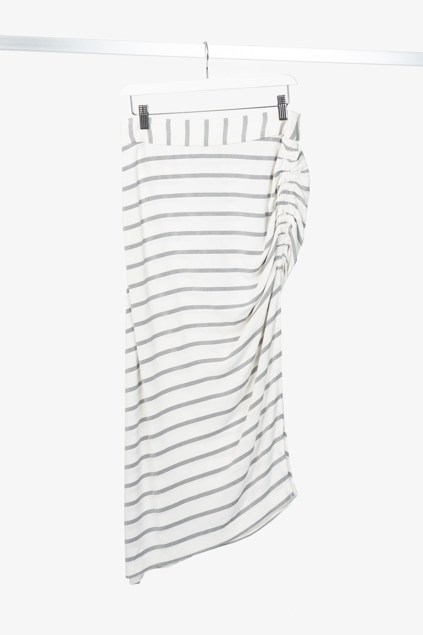 Smythe White & Black Diagonal Stripe Asymmetrical Midi Skirt
