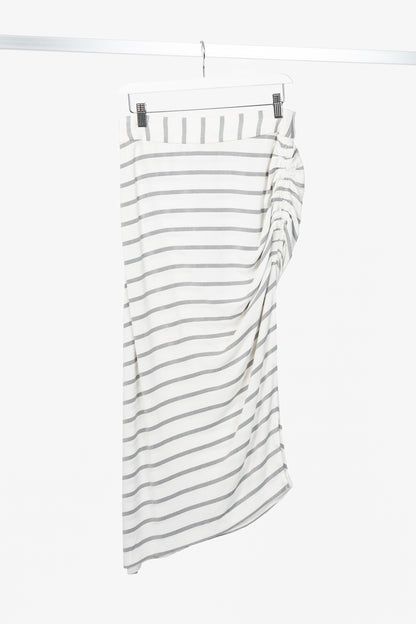 Smythe White & Black Diagonal Stripe Asymmetrical Midi Skirt