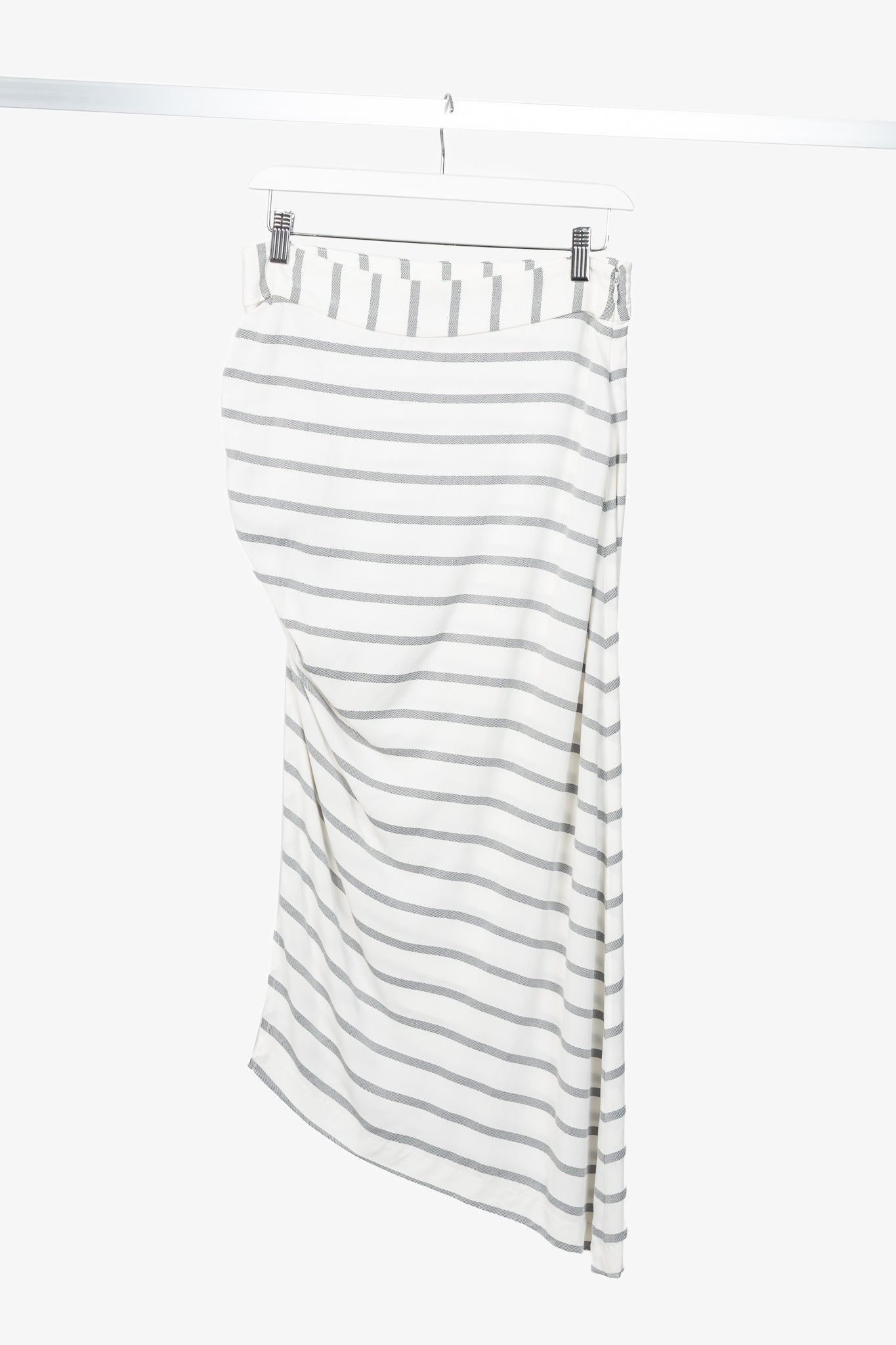 Smythe White & Black Diagonal Stripe Asymmetrical Midi Skirt