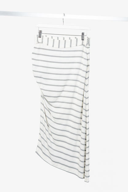 Smythe White & Black Diagonal Stripe Asymmetrical Midi Skirt